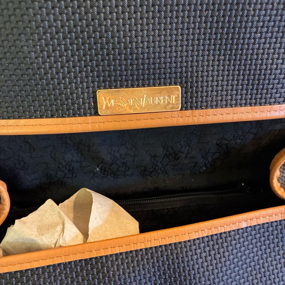 Vintage Yves Saint Laurent Black and Tan Woven Crossbody Bag & Box - Picture 11 of 15